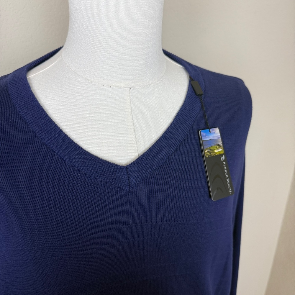 NWT - Pebble Beach Men’s V Neck Cotton Sweater | Size XL | Navy - Picture 3 of 10